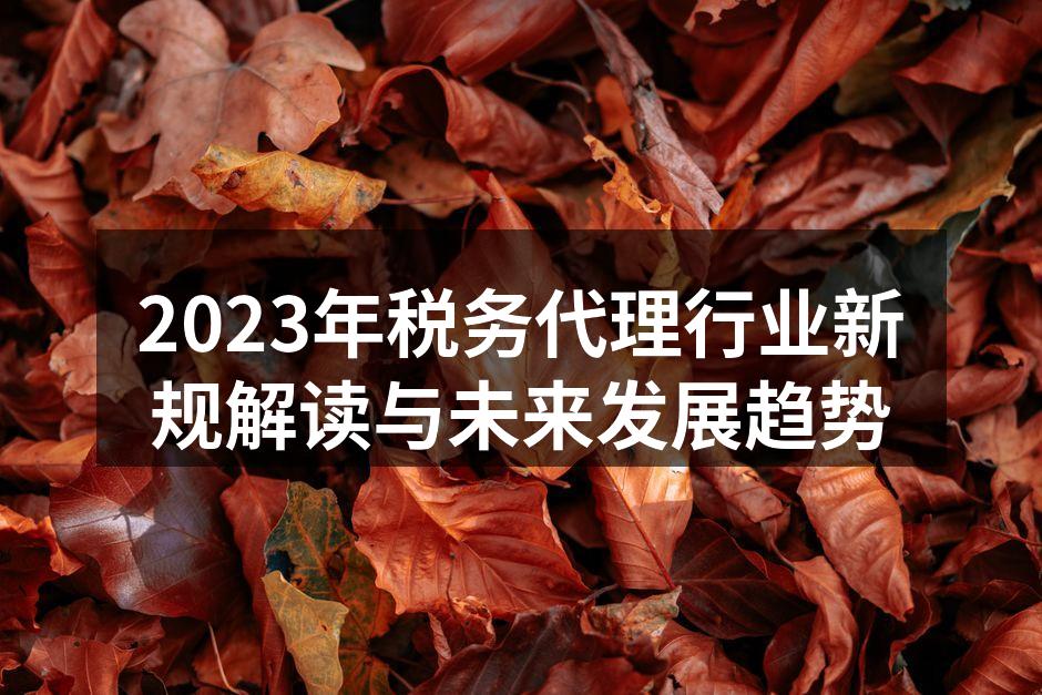 2023年税务代理行业新规解读与未来发展趋势